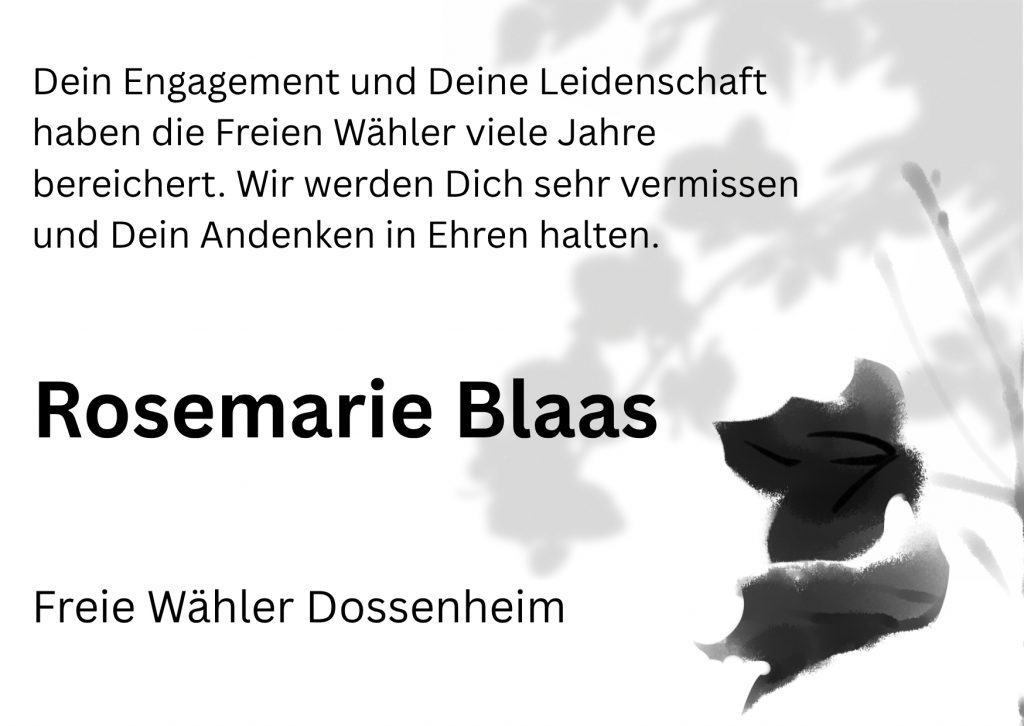 Traueranzeige Rosemarie Blaas